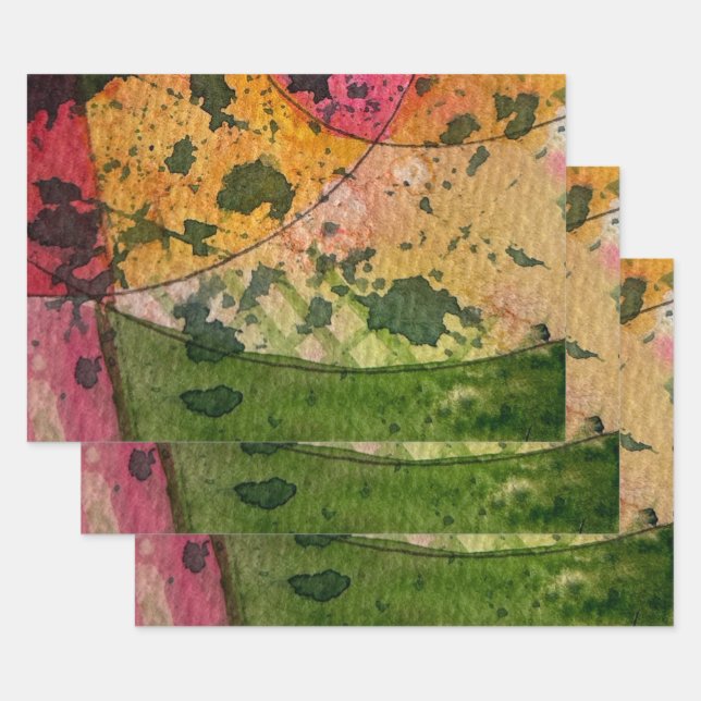 Watercolor And Ink Abstract Expressionism Art Wrapping Paper Sheet (Set)