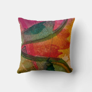 Watercolor And Ink Abstract Expressionistic Art Cushion