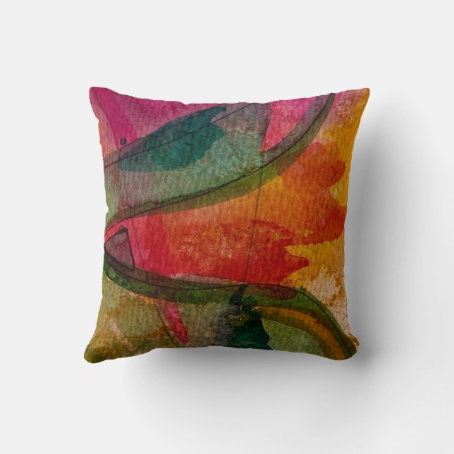 Watercolor And Ink Abstract Expressionistic Art  Cushion (Back)