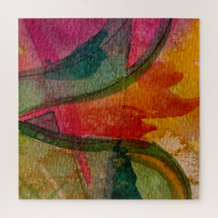 Watercolor And Ink Abstract Expressionistic Art Jigsaw Puzzle