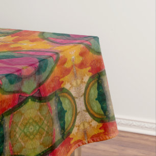 Watercolor And Ink Abstract Expressionistic Art Tablecloth