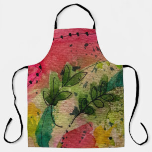 Watercolor And Ink Abstract Impressionism Art Apron