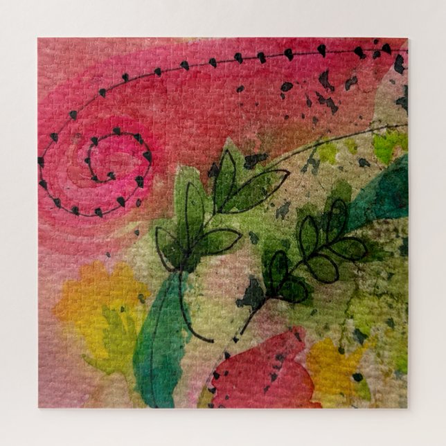 Watercolor And Ink Abstract Impressionism Art Jigsaw Puzzle (Vertical)