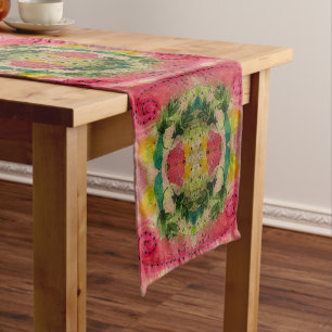 Watercolor And Ink Abstract Impressionism Art Short Table Runner