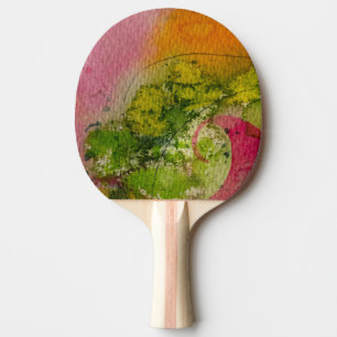 Watercolor And Ink Abstract Impressionistic Art  Ping Pong Paddle