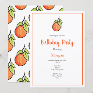 Watercolor and Ink Orange and Pattern Invitation