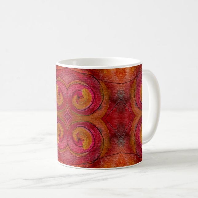 Watercolor And Ink Pretty Pattern Art Abstract Coffee Mug (Front Right)