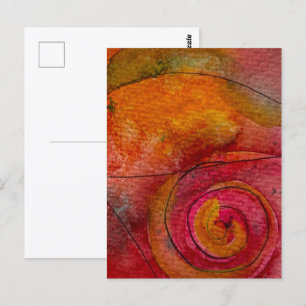 Watercolor And Ink Pretty Pattern Art Abstract Postcard