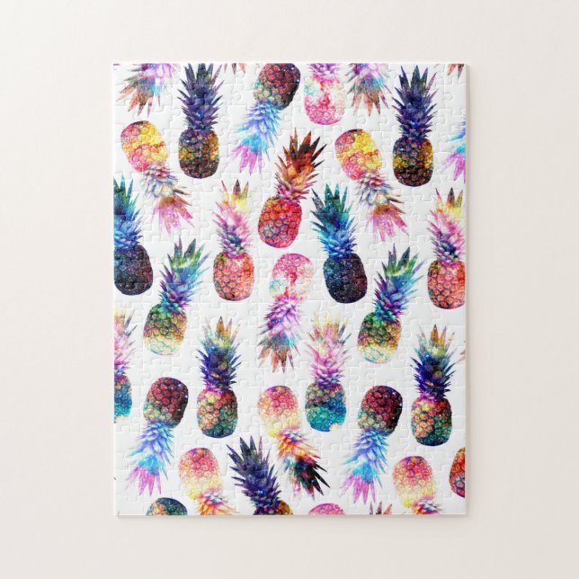 Watercolor and Nebula Pineapples Illustration Jigsaw Puzzle (Vertical)