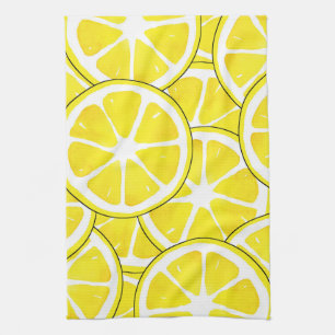 Watercolor and Pen Lemon Slices  Tea Towel