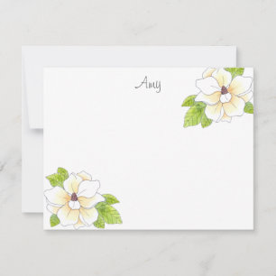 Watercolor and Pen Magnolia Flower Note Card