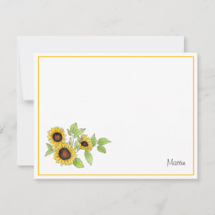 Watercolor and Pen Sunflowers Card