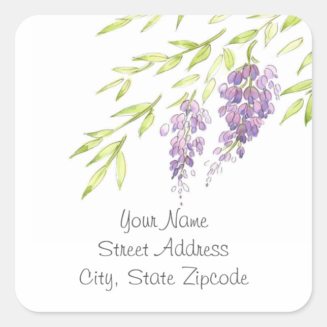 'Watercolor and Pen Wisteria' Labels (Front)