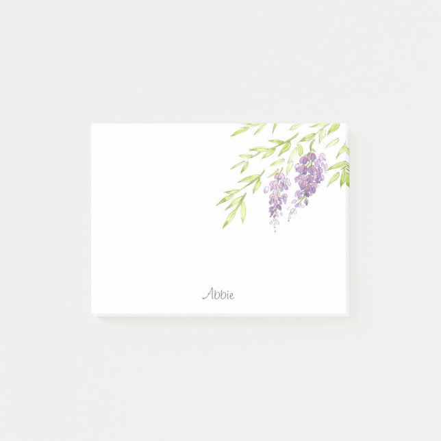 Watercolor and Pen Wisteria Post-it Notes (Front)