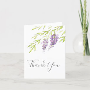 Watercolor and Pen Wisteria Thank You Card