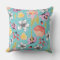 Watercolor and textured stylised floral pillow