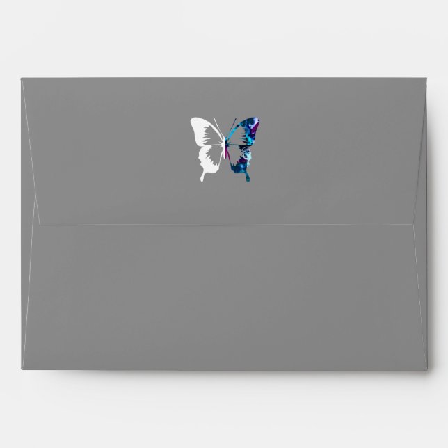 Watercolor and White Butterfly Envelope (Back (Top Flap))