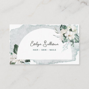 Watercolor and white flowers business card