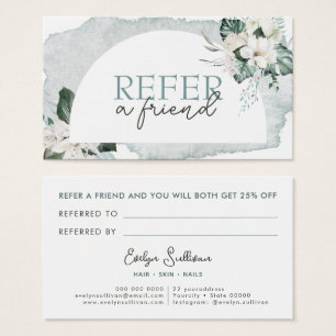 Watercolor and white flowers referral card