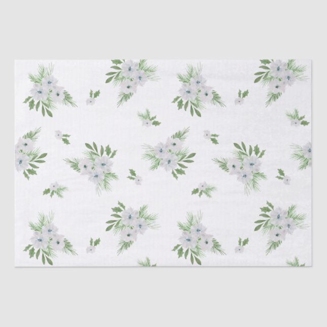 Watercolor anemone and spruce pattern  tissue pape tissue paper (Front)