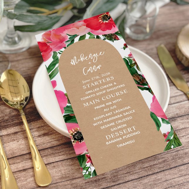 Watercolor Anemone Arch Cardstock Wedding Menu (Creator Uploaded)