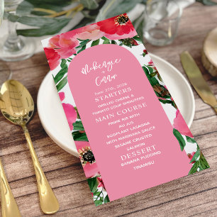 Watercolor Anemone Arch Pink Wedding Menu