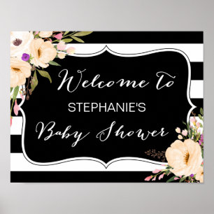 Watercolor Anemone Blooms Baby Shower Poster