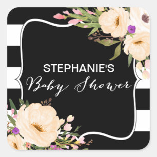 Watercolor Anemone Blooms Baby Shower Stickers