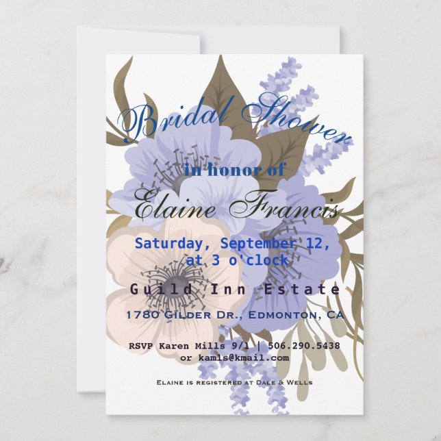 Watercolor Anemone Bridal Shower Invitation (Front)