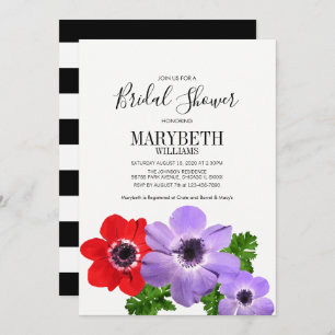 Watercolor Anemone Floral Bridal Shower Card