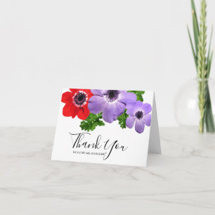 Watercolor Anemone Floral Thank You Card