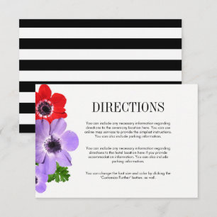 Watercolor Anemone Floral Wedding Directions Card