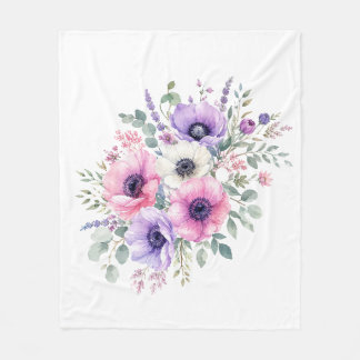 Watercolor Anemone Flower Floral blanket