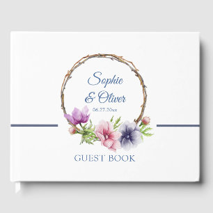 Watercolor Anemone Flower Wedding Guest Book