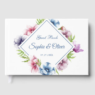 Watercolor Anemone Flower Wedding Guest Book
