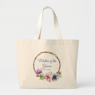 Watercolor Anemone Flower Wedding Large Tote Bag