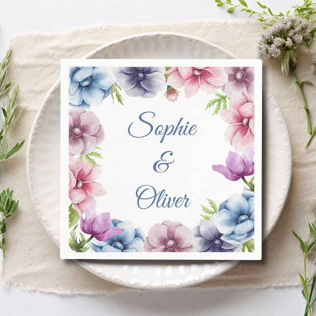 Watercolor Anemone Flower Wedding Napkin (Creator Uploaded)