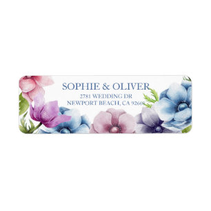 Watercolor Anemone Flower Wedding Return Address