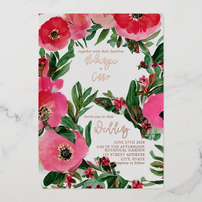 Watercolor Anemone Foil Wedding (Front)