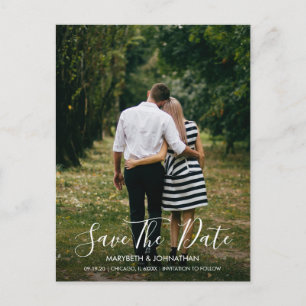 Watercolor Anemone Script Save The Date Postcard