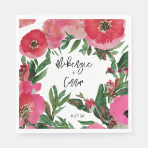 Watercolor Anemone Wedding Napkin