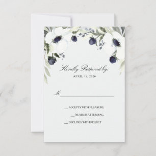 Watercolor Anemone Wedding Response Card
