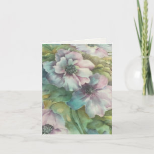 Watercolor Anemones Floral Thinking Of You Thank You Card