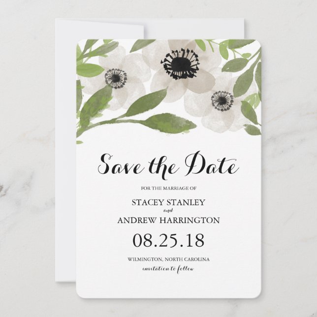 Watercolor Anemones | Save the Date (Front)