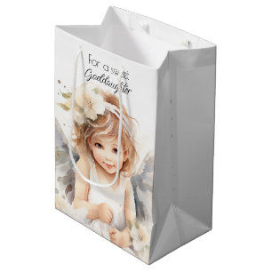 Watercolor Angel Birthday for Goddaughter Medium Gift Bag