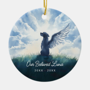 Watercolor Angel Dog Condolence Sympathy Ceramic Tree Decoration