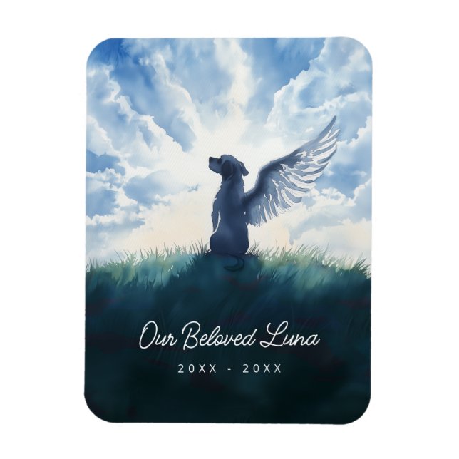 Watercolor Angel Dog Condolence Sympathy Magnet (Vertical)