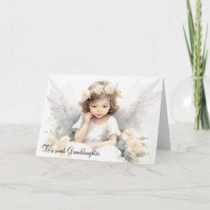 Watercolor Angel Girl Birthday Card