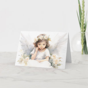 Watercolor Angel Girl for Baptism  Card