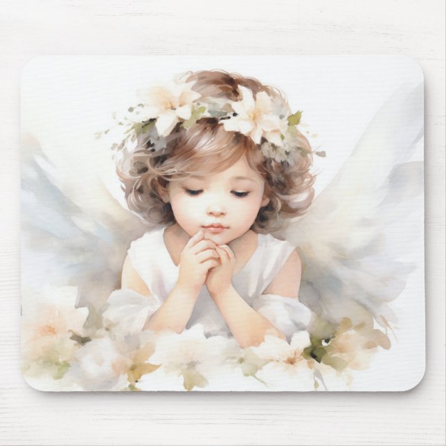 Watercolor Angel Girl  Mouse Mat (Front)